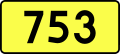 English: Sign of DW 753 with oficial font Drogowskaz and adequate dimensions.