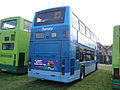 The rear of Damory Coaches 3177 (HJ02 WDL), a DAF DB250/Optare Spectra, at Havenstreet railway station, Isle of Wight, during the Bustival 2012 event, held by Southern Vectis.