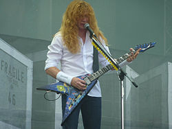 Mustaine performing with Megadeth in 2010.