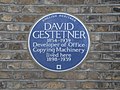 Gestetner Dávid kék emléktáblája Londonban (2015)