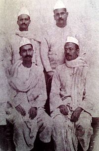(Sitting L to R): Rajendra Prasad and Anugrah Narayan Sinha during Mahatma Gandhi's 1917 Champaran Satyagraha Dr Rajendra Pd. DR.Anugrah Narayan Sinha.jpg