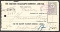1915-1916, 1pi used. (№ 651) on an Eastern Telegraph Company receipt Pera Station