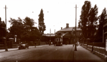 A tramcar on Eaton Road outside Coventry railway station ca. 1925 Eaton Road, Coventry.png