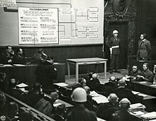 Einsatzgruppen commander Otto Ohlendorf testifies for the American prosecution, 3 January 1946 Einsatzgruppen commander Otto Ohlendorf testifies at the International Military Tribunal, 3 January 1946.jpg