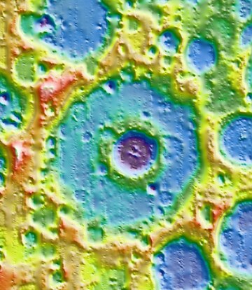 Topographic map. Red means highlands and blue means lowlands. Einstein and Einstein A.jpg