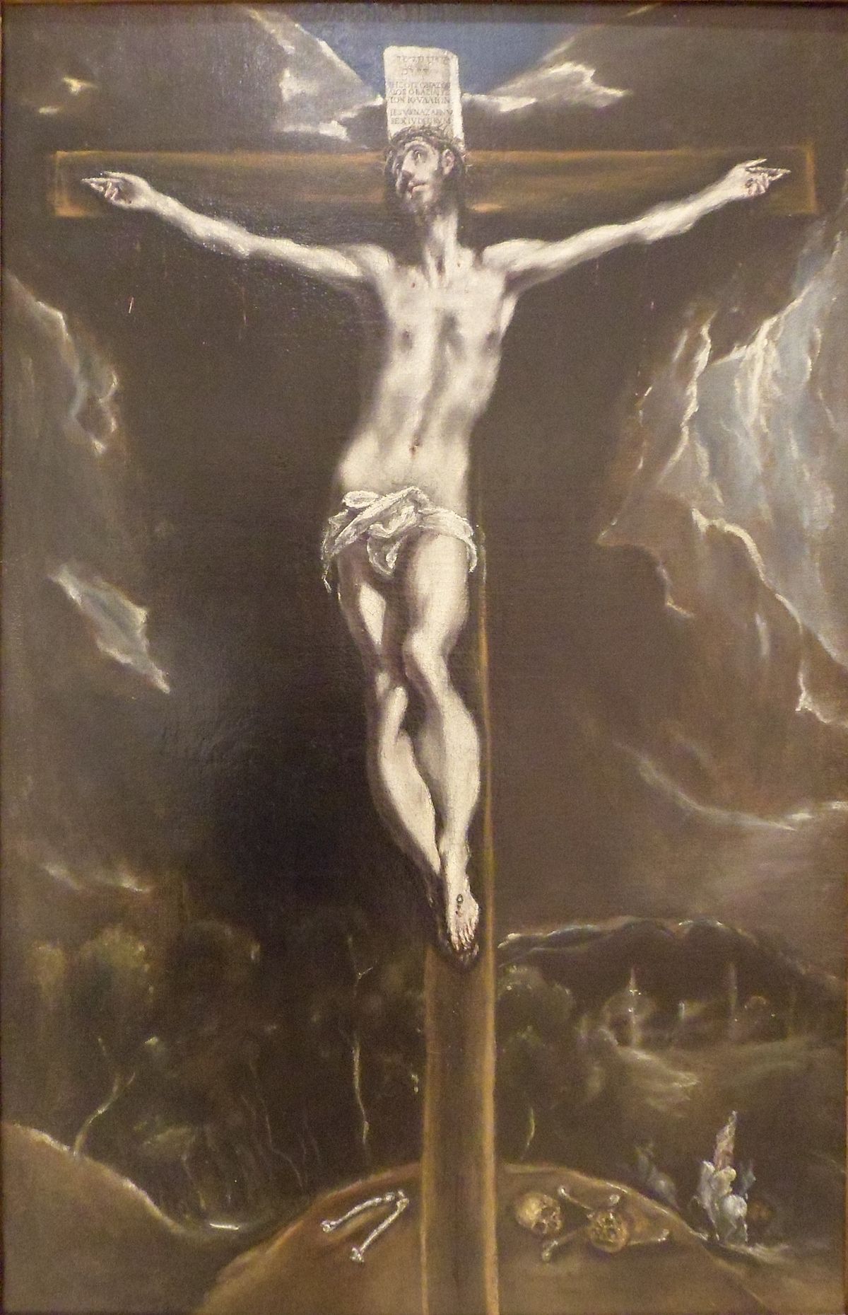 Cristo en la cruz, en un paisaje con jinetes (El Greco ...