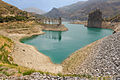 1787) Sécheresse d'été en Andalousie Andalusia. Le lac de retenue du barrage Embalse de Canales sur le Rio Genil, Sierra Nevada, Espagne. 18 novembre 2012