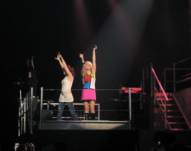 Cyrus performing "Pumpin' Up the Party" on the Best of Both Worlds Tour.