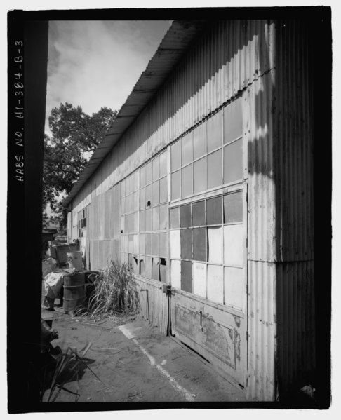 File:Ewa Plantation Company Industrial Center, Shop and Foundry, Honouliuli Plain, near intersection of Renton Road and Park Row, Ewa, Honolulu County, HI HABS HI-384-B-3.tif