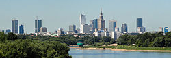 View of Śródmieście from the Siekierkowski Bridge