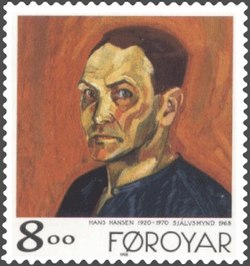 Faroe stamp 336 hans hansen - self portrait.jpg