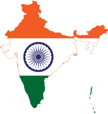 Flag-map of India (de-facto).svg