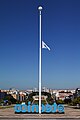 Image 704Flag at half-mast with funeral wreath following the death of Patrizia Paradiso, Instituto Superior Técnico (Alameda), Lisbon, Portugal