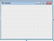 VBのGUIデザイナー画面上に表示される空のフォーム。プログラマはこのフォーム上に、GUI部品を、マウスなどを使い配置していく。