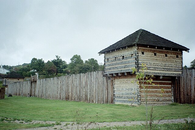 A replica of Fort Randolph, a fort from the American Revolutionary War. The town of Point Pleasant was built on the site of the original fort, and so 