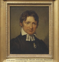 Franz Mikael Franzén Johan Gustaf Sandbergin maalauksessa vuonna 1828.