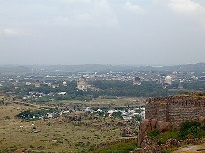 Panoramic view over the southern side of Naya Qila from the top of the Golkonda. Golconda View.jpg