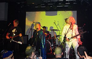 Gong live in Tel Aviv, 31 October 2009 (left to right) Steve Hillage, Gilli Smyth, Chris Taylor, Dave Sturt, Daevid Allen
