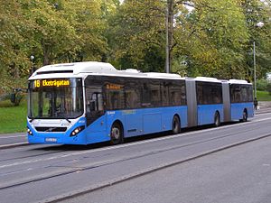 Den svenske Volvo 7500/B9S dobbelleddbuss i Göteborg, Sverige.