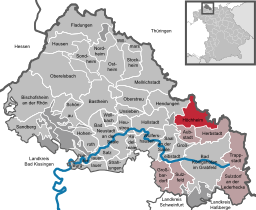 Läget för Höchheim i Landkreis Rhön-Grabfeld