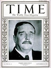 H. G. Wells, one day before his 60th birthday,  on the front cover of Time magazine, 20 September 1926