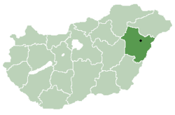 Mahali pa Wilaya ya Hajdú-Bihar katika Hungaria