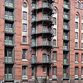 Detail der Fassade von Block V der Speicherstadt in Hamburg