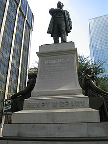 Henry W. Grady statue in the median at Forsyth St. HenryGrady.jpg