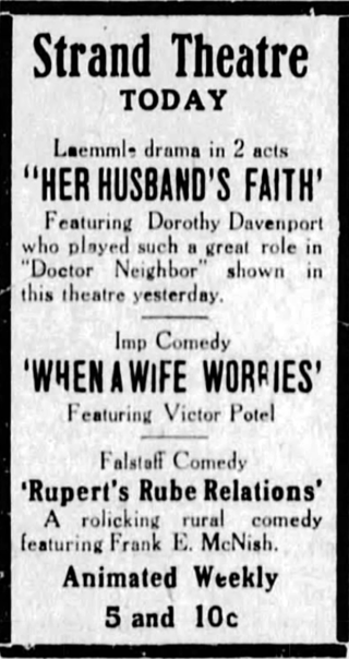 <i>Her Husbands Faith</i> 1916 movie by Lloyd B. Carleton