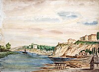 Миниатюра на Стария замък и река Неман (1866)