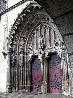 Portal of the church in Hronsky Benadik in Slovakia. Hronsky Benadik-Hlavny portal klastorneho kostola.jpg