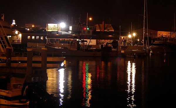 Hyannis Harbor at night