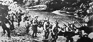 Soldiers of the 31st division of the Imperial Japanese Army on march through the jungle during Operation U-Go, March 1944