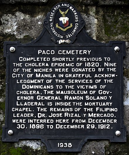 Marker of Paco Cemetery