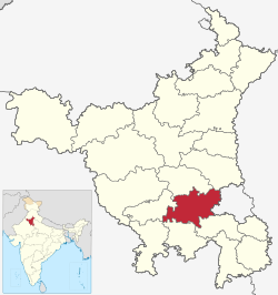 Jhajjarin piirikunta Haryanan kartalla.