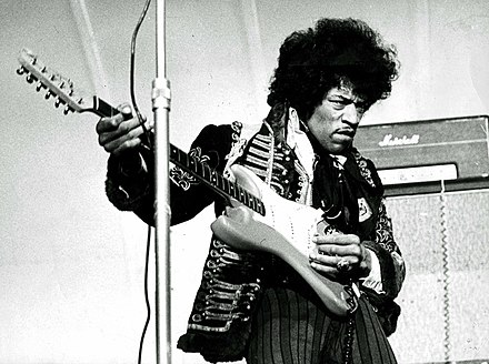 Hendrix on stage at Gröna Lund in Stockholm, Sweden in June 1967