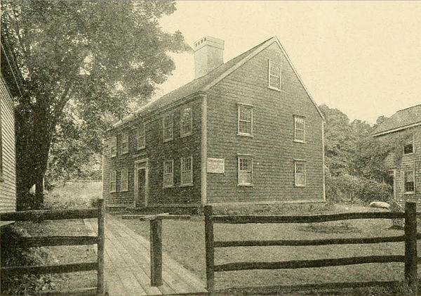 The Jabez Howland House in Plymouth, Massachusetts, built c. 1667 and photographed in 1921. Elizabeth (Tilley) Howland lived there for five years.