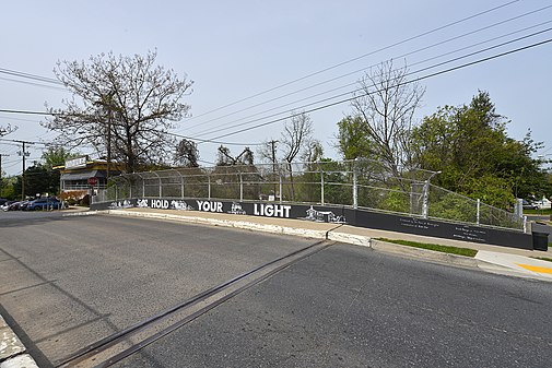 Railroad bridge at entrance to Ken-Gar in Kensington, MD