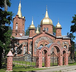 De Russisch-orthodoxe Drievuldigheidskerk in de stad Mustvee