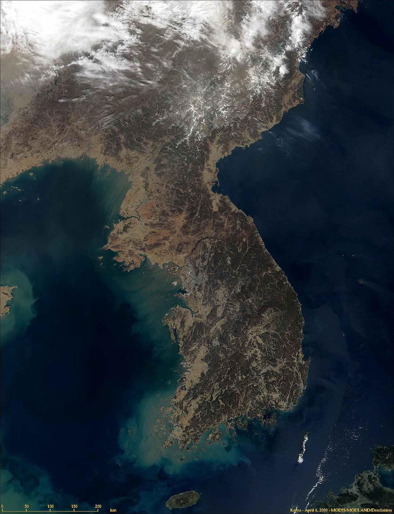 Aerial view of the Korean peninsula