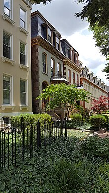 Second Empire-style Victorian townhouses line the streets of Lafayette Square.