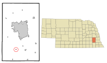 Lancaster County Nebraska beépített és be nem épített területek Sprague Highlighted.svg