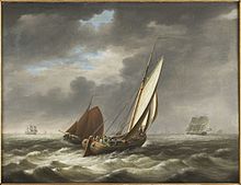 Early 19th-century painting, showing beurtvaarders between Lemmer and Amsterdam Lemster beurtman.jpg