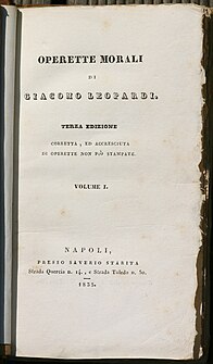 <i>Small Moral Works</i> Collection of writings by Giacomo Leopardi