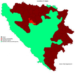 Imljani okulunun Bosna Hersek şehrindeki konumu