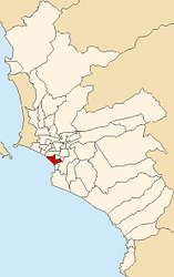 A kerület elhelyezkedése Lima tartományban
