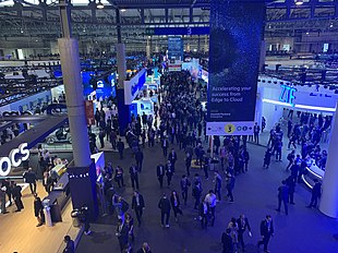 Stands and crowd during MWC Barcelona 2019