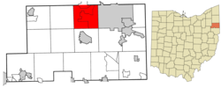 Mahoning County Ohio incorporated and unincorporated areas Austintown Township highlighted.png