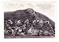 Old postcard of Manarola. The overhanging country under the terraces.