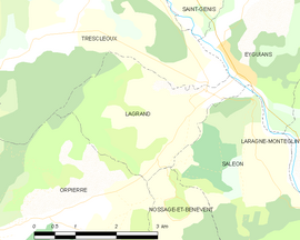 Mapa obce Lagrand